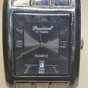 PRECISION by GRUEN Black Quartz Men's Timeless Watch With Date. New Battery!